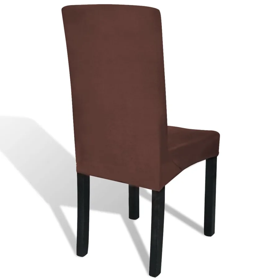 Housse de chaise droite extensible 4 pcs marron - 4
