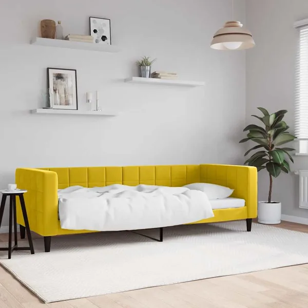 Lit de repos sans matelas jaune 80x200 cm velours