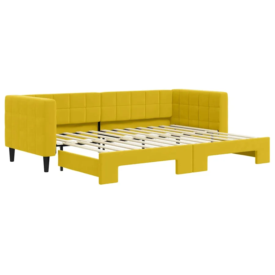 Lit de jour avec lit gigogne jaune 80x200 cm velours - 2