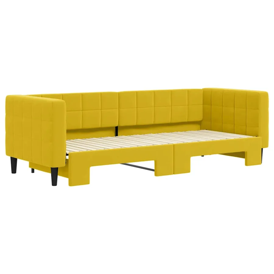 Lit de jour avec lit gigogne jaune 80x200 cm velours - 3