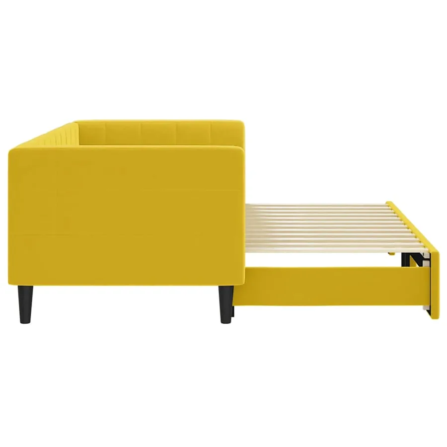 Lit de jour avec lit gigogne jaune 80x200 cm velours - 4