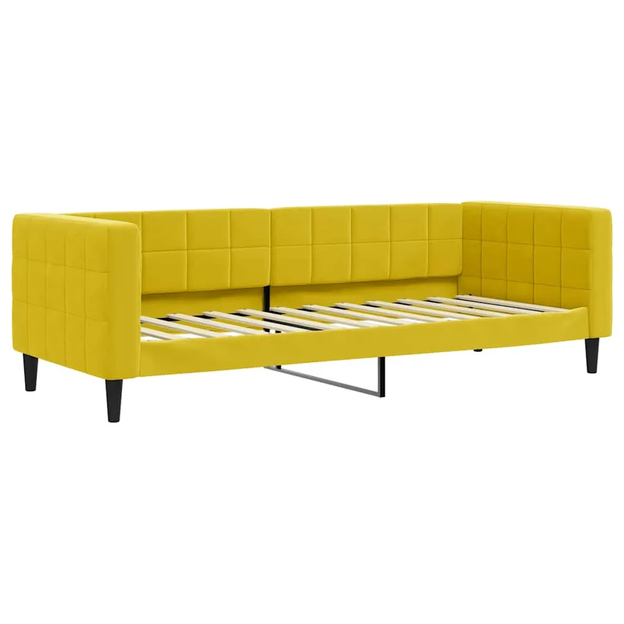 Lit de jour avec lit gigogne jaune 80x200 cm velours - 6