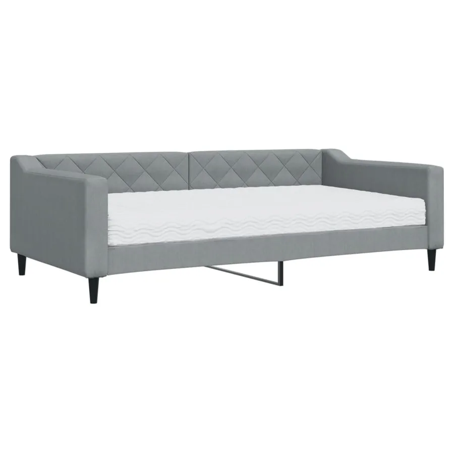 Lit de jour avec matelas gris clair 100x200 cm tissu - 2