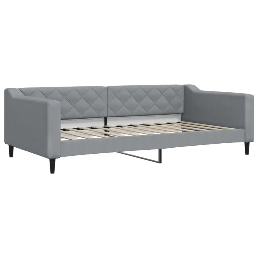 Lit de jour avec matelas gris clair 100x200 cm tissu - 3