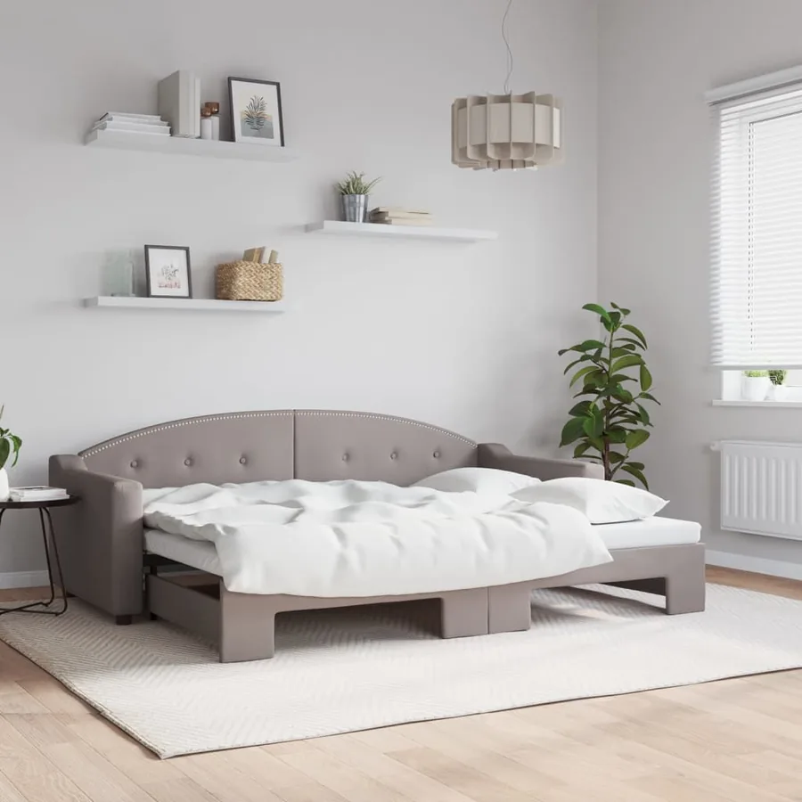 Lit de jour avec gigogne sans matelas taupe 80x200 cm