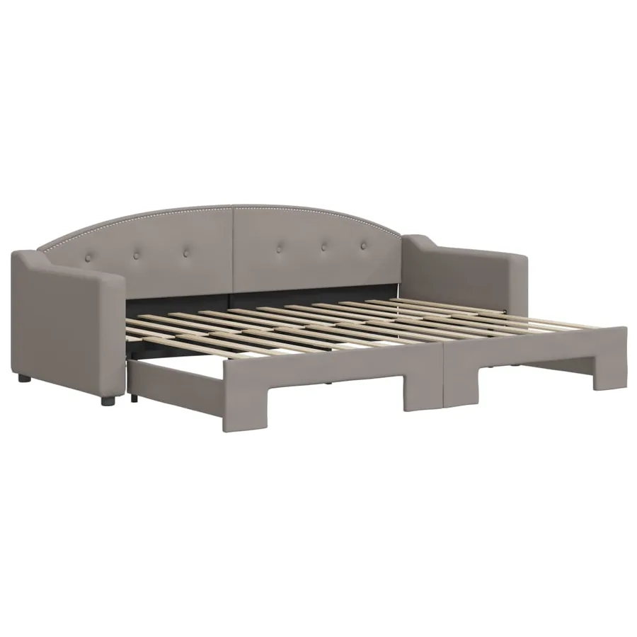 Lit de jour avec gigogne sans matelas taupe 80x200 cm - 2