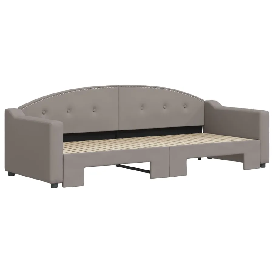 Lit de jour avec gigogne sans matelas taupe 80x200 cm - 3