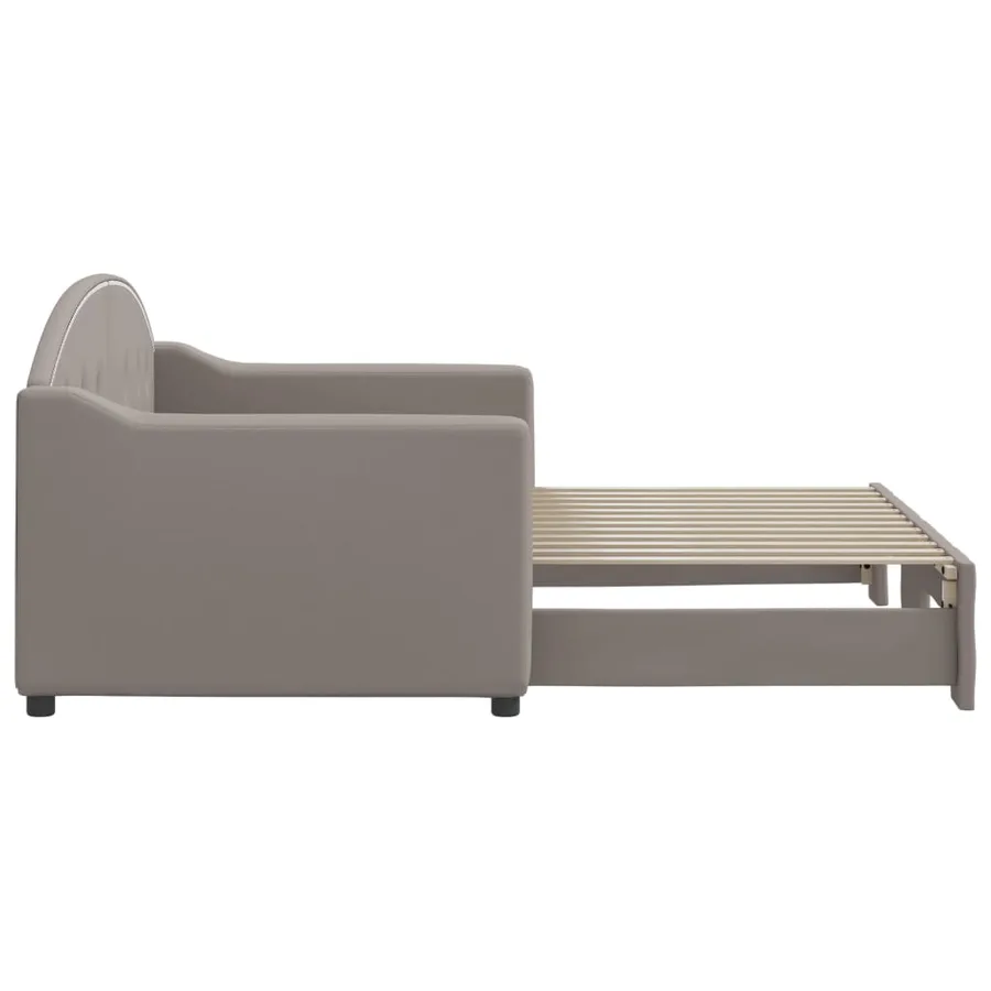 Lit de jour avec gigogne sans matelas taupe 80x200 cm - 4