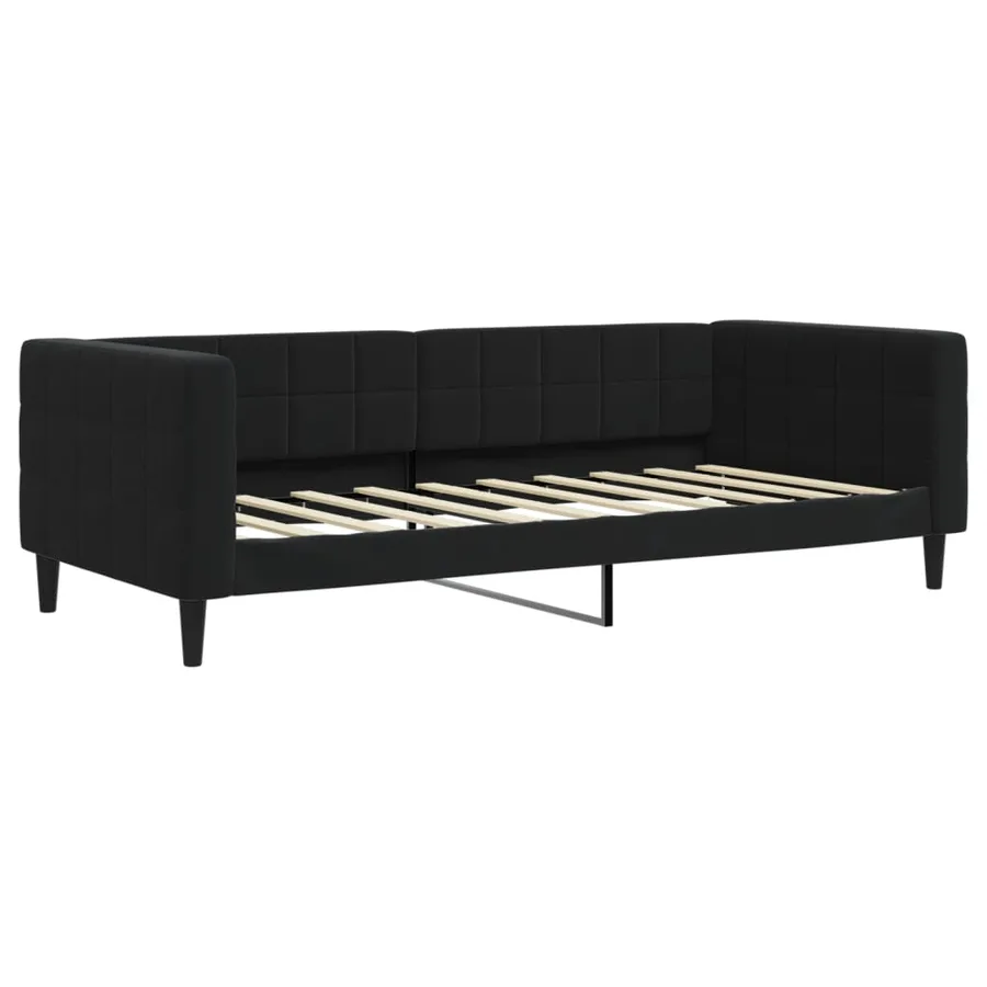 Lit de jour avec gigogne et matelas noir 90x190 cm velours - 4