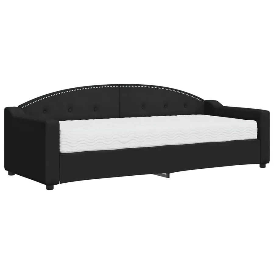 Lit de jour avec matelas noir 80x200 cm tissu - 2