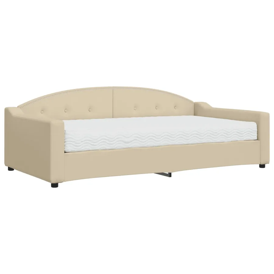 Lit de jour avec matelas crème 100x200 cm tissu - 2