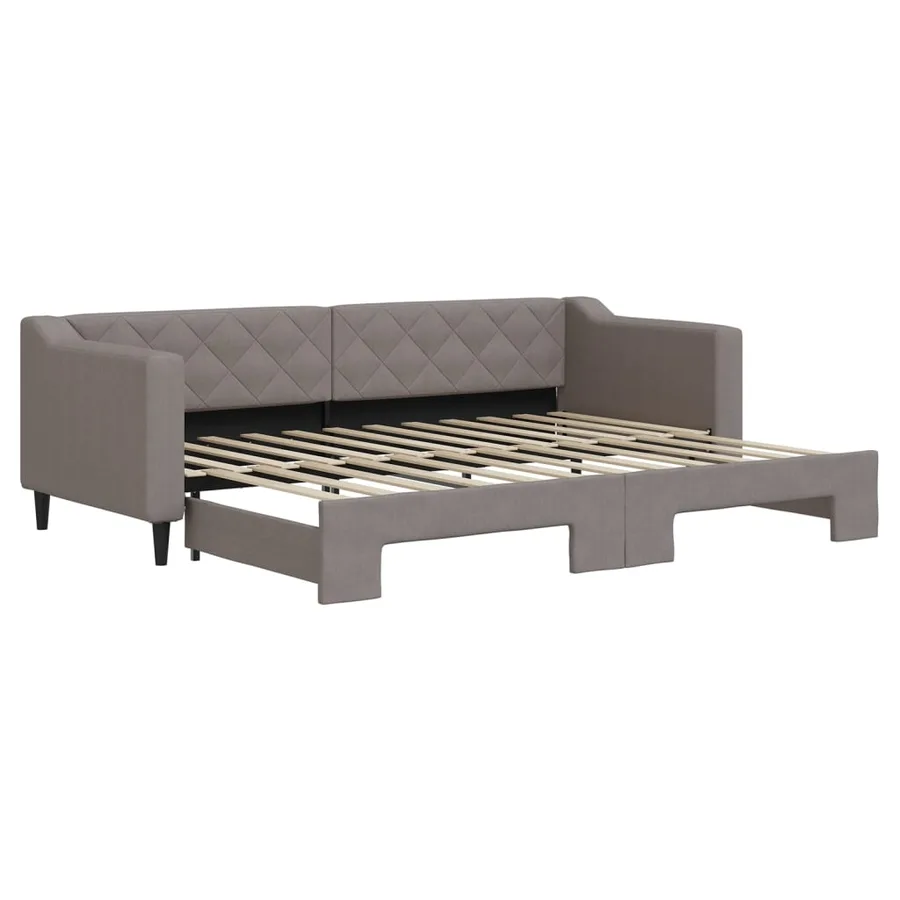 Lit de jour avec gigogne sans matelas taupe 80x200 cm - 2