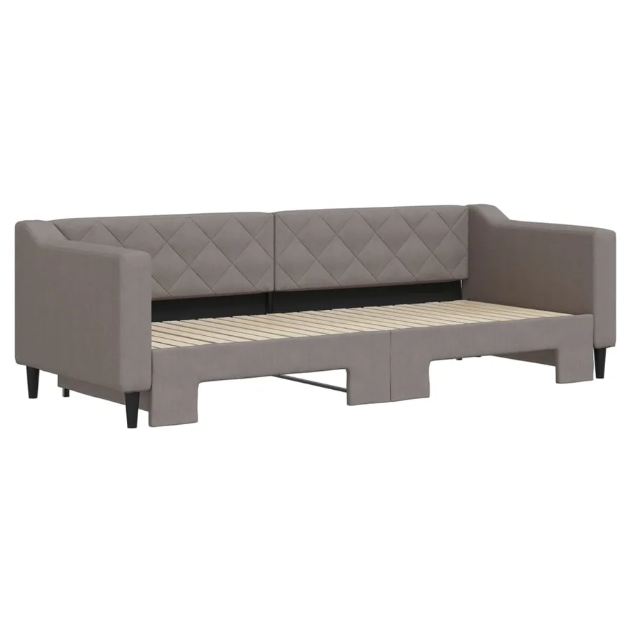 Lit de jour avec gigogne sans matelas taupe 80x200 cm - 3