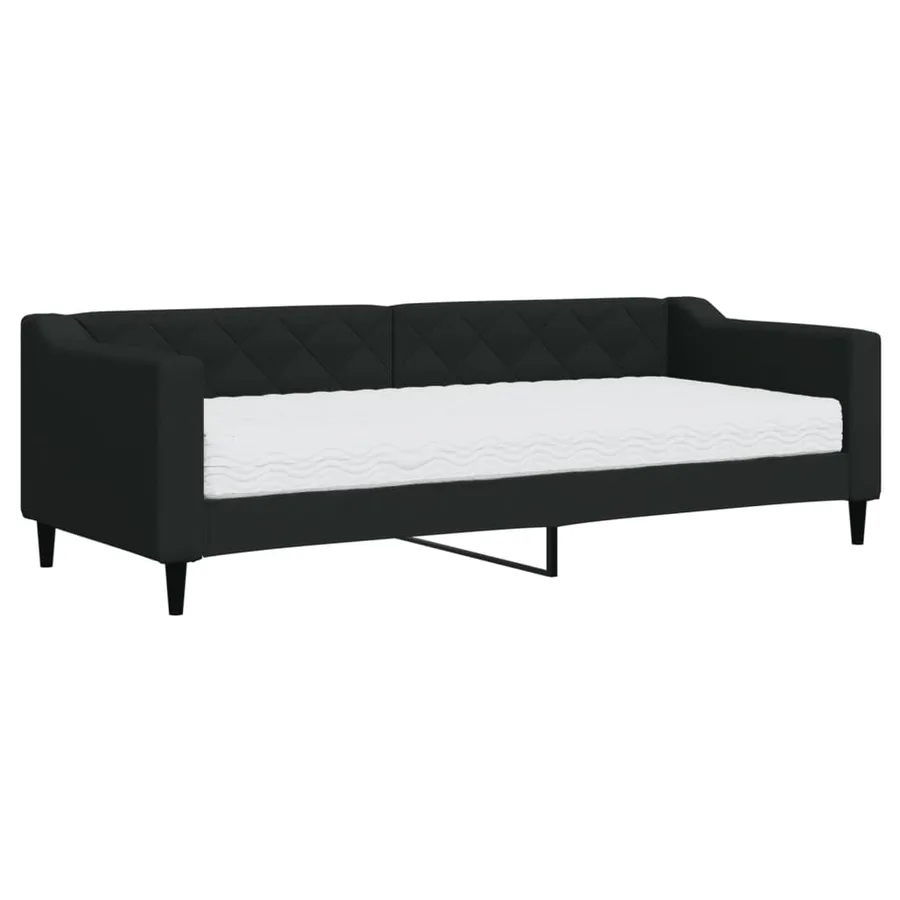 Lit de jour avec matelas noir 80x200 cm tissu - 2