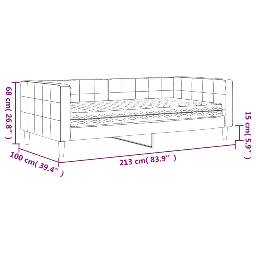 Lit de jour avec matelas gris clair 90x190 cm velours - 12