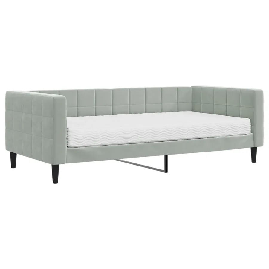 Lit de jour avec matelas gris clair 90x190 cm velours - 2