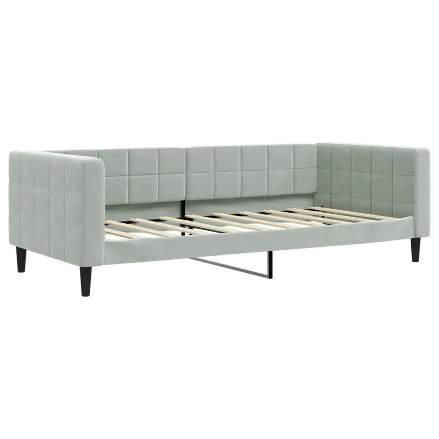 Lit de jour avec matelas gris clair 90x190 cm velours - 3