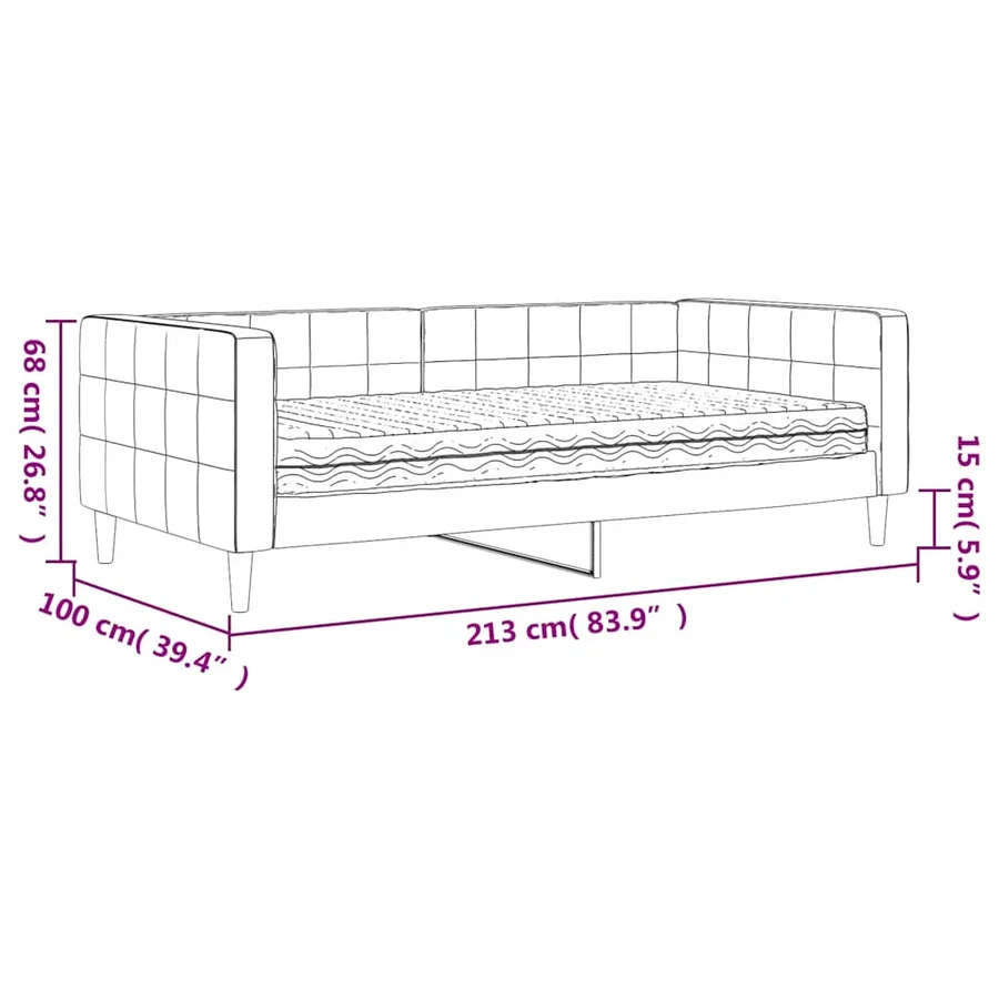 Lit de jour avec matelas noir 90x190 cm velours - 12