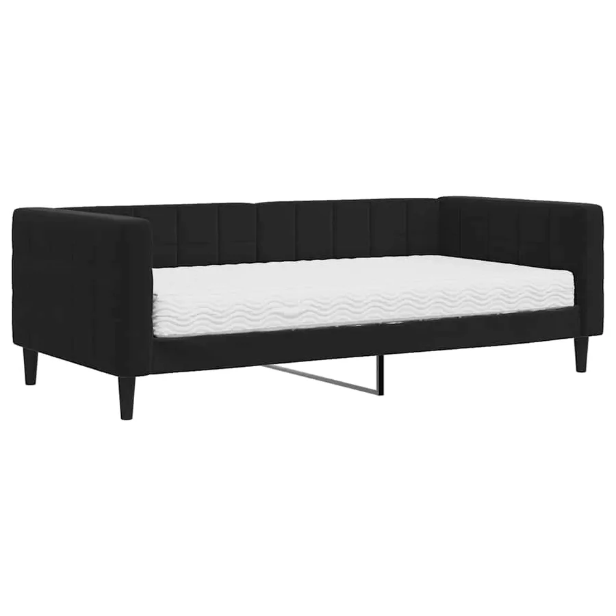 Lit de jour avec matelas noir 90x190 cm velours - 2