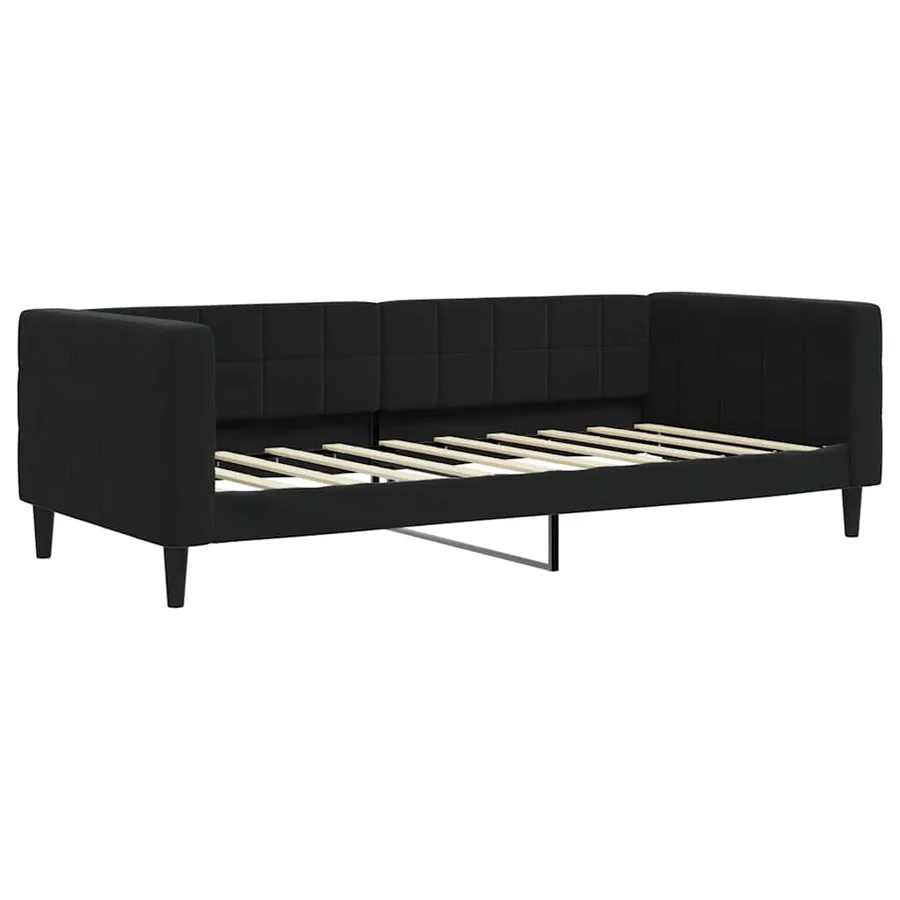 Lit de jour avec matelas noir 90x190 cm velours - 3