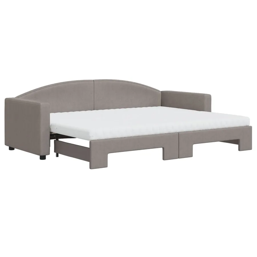 Lit de jour avec gigogne et matelas taupe 80x200 cm tissu - 2