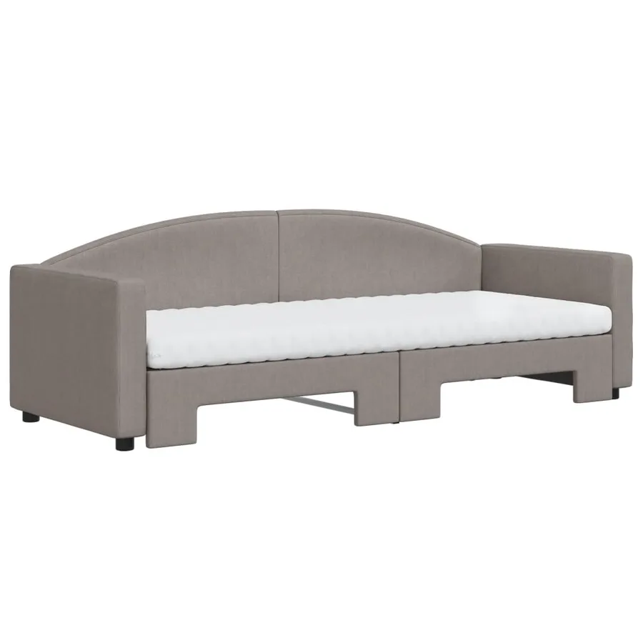 Lit de jour avec gigogne et matelas taupe 80x200 cm tissu - 3