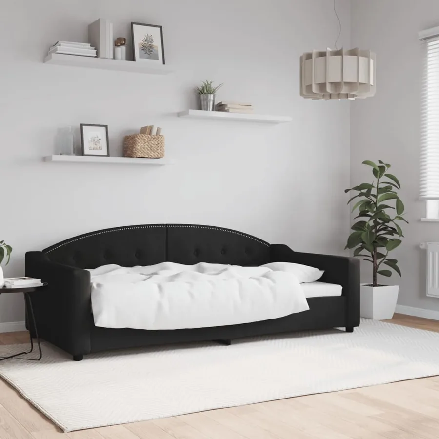 Lit de repos sans matelas noir 90x190 cm tissu