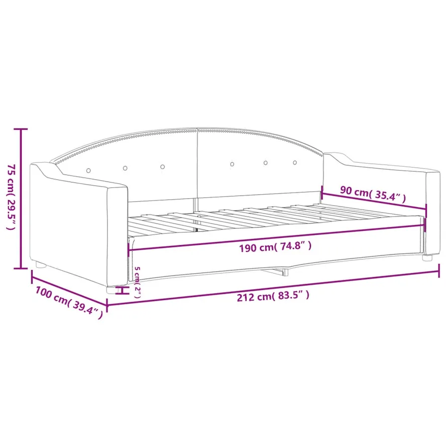 Lit de repos sans matelas noir 90x190 cm tissu - 8