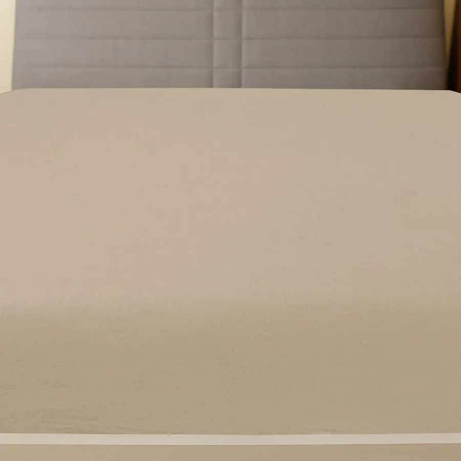 Drap-housse Jersey Taupe 180x200 cm Coton - 2