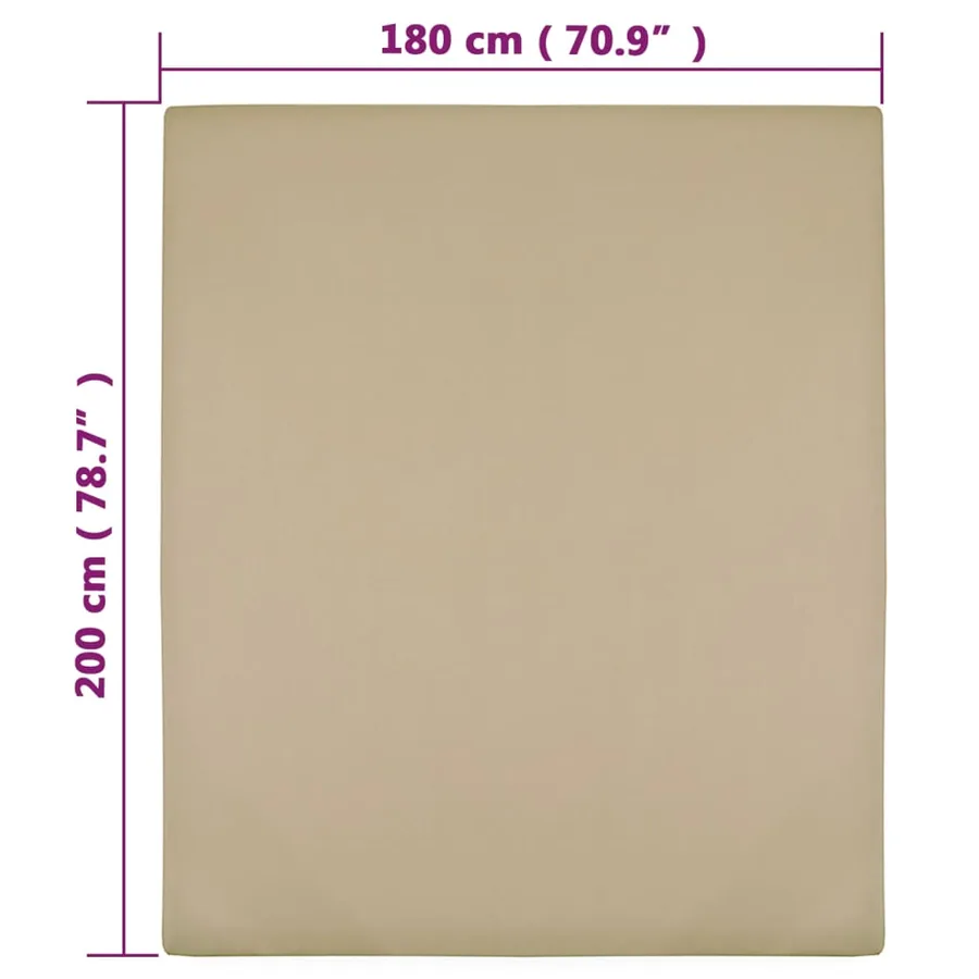 Drap-housse Jersey Taupe 180x200 cm Coton - 4