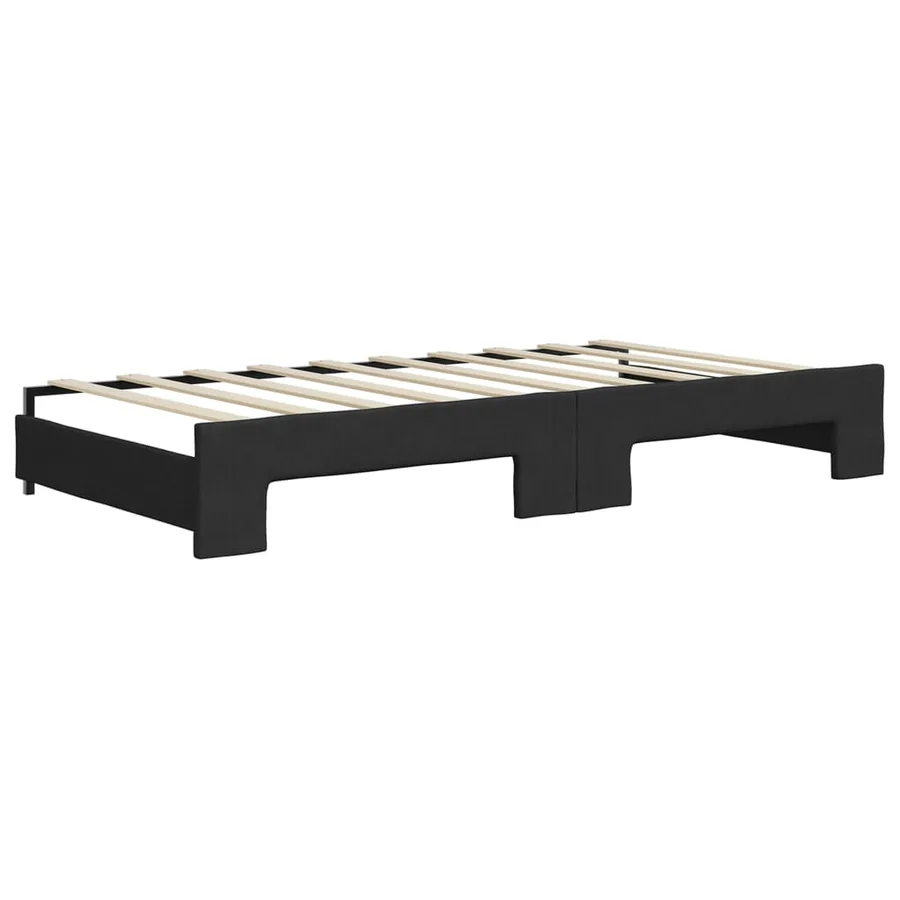Lit de jour avec lit gigogne noir 90x190 cm tissu - 8