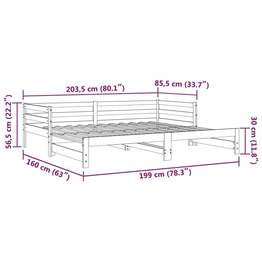Lit coulissant sans matelas 80x200 cm - 15