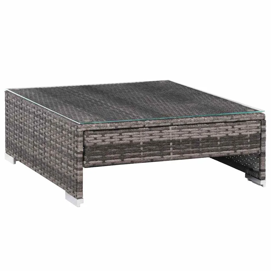 Salon de jardin 7 pcs avec coussins Résine tressée Gris - 10