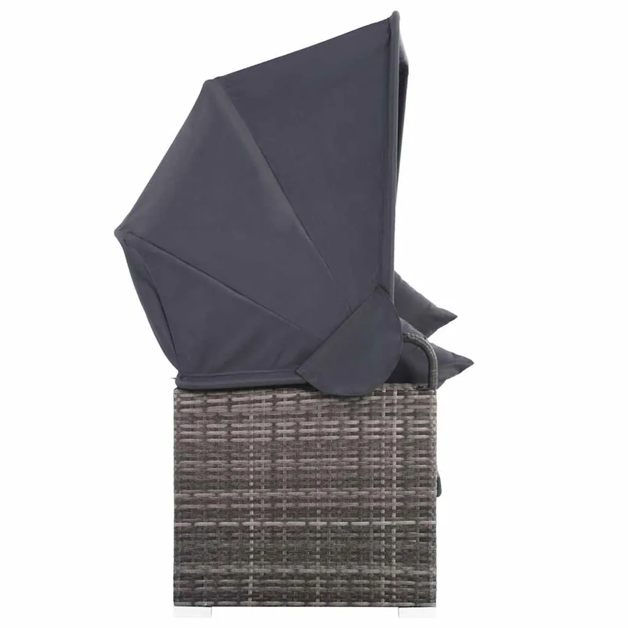 Salon de jardin 7 pcs avec coussins Résine tressée Gris - 5