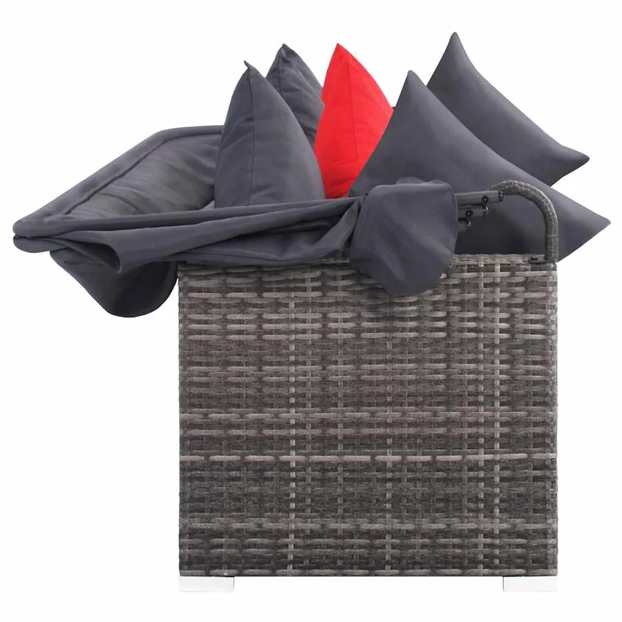 Salon de jardin 7 pcs avec coussins Résine tressée Gris - 6