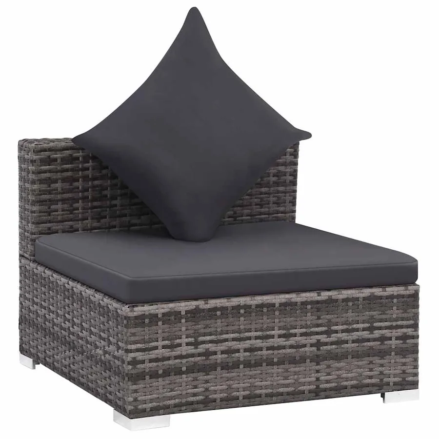 Salon de jardin 7 pcs avec coussins Résine tressée Gris - 7