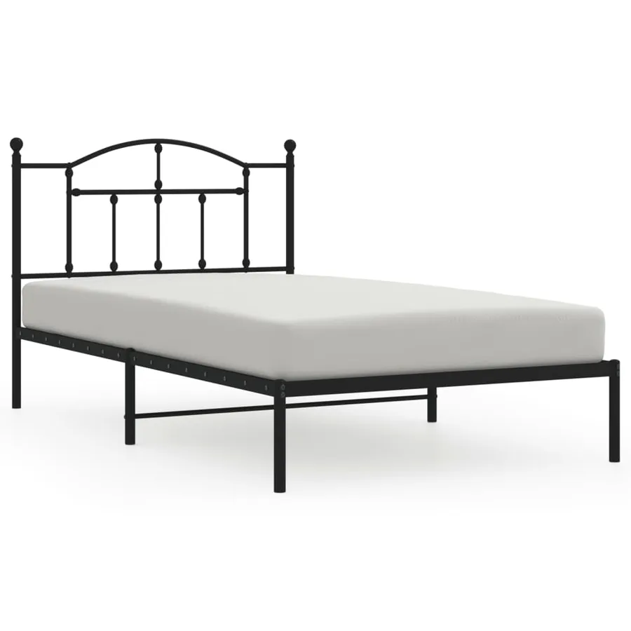 Cadre de lit métal sans matelas avec tête de lit noir 107x203cm - 2