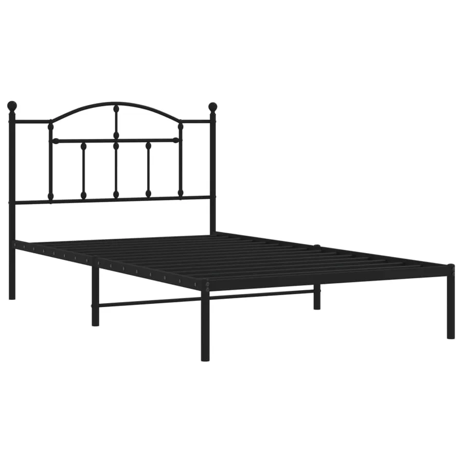 Cadre de lit métal sans matelas avec tête de lit noir 107x203cm - 3