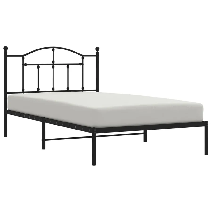 Cadre de lit métal sans matelas avec tête de lit noir 107x203cm - 4