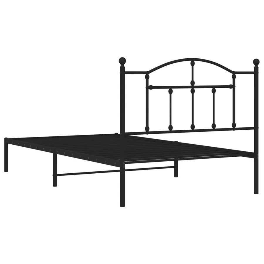 Cadre de lit métal sans matelas avec tête de lit noir 107x203cm - 7