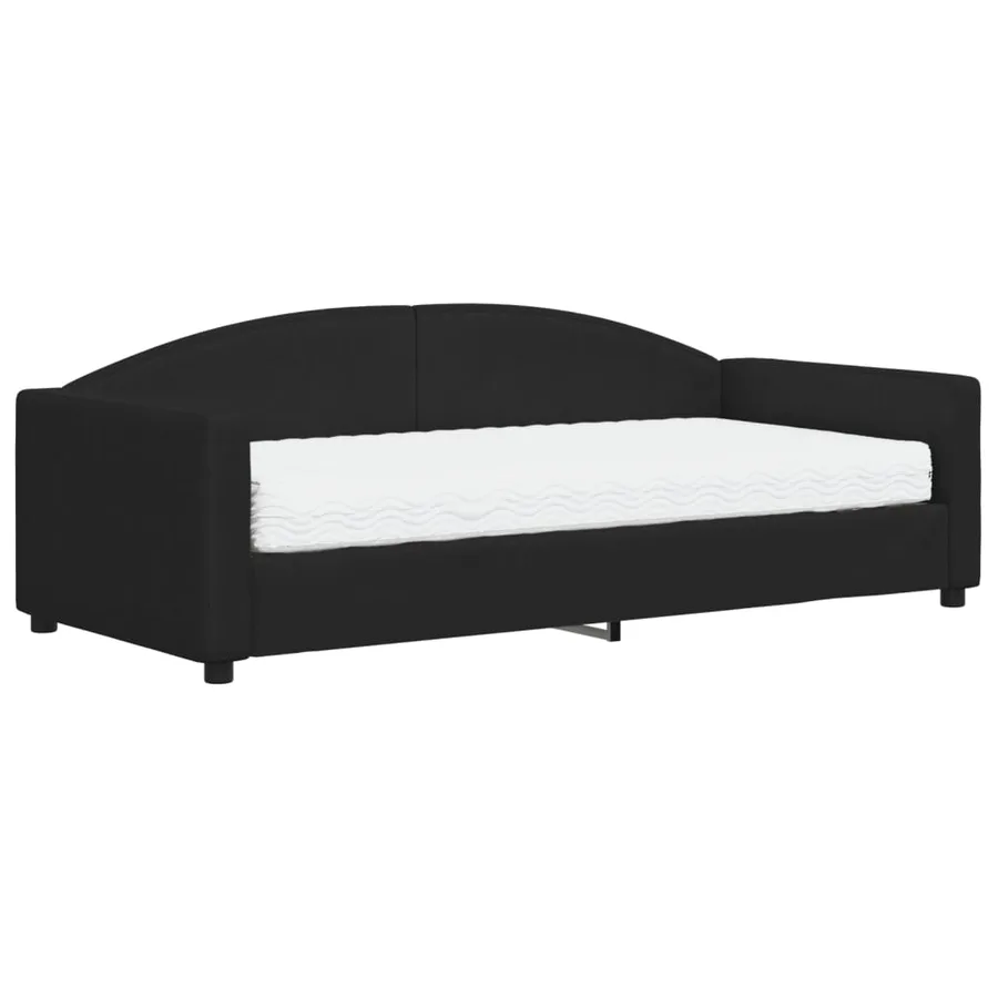 Lit de jour avec matelas noir 90x190 cm tissu - 2