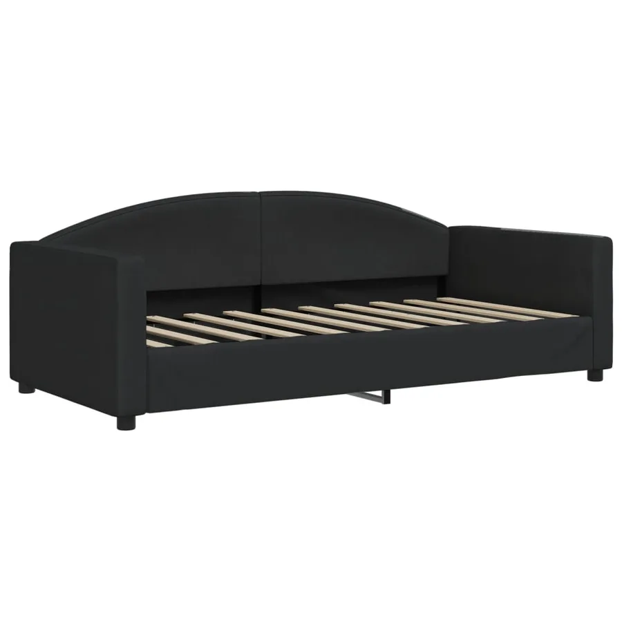 Lit de jour avec matelas noir 90x190 cm tissu - 3