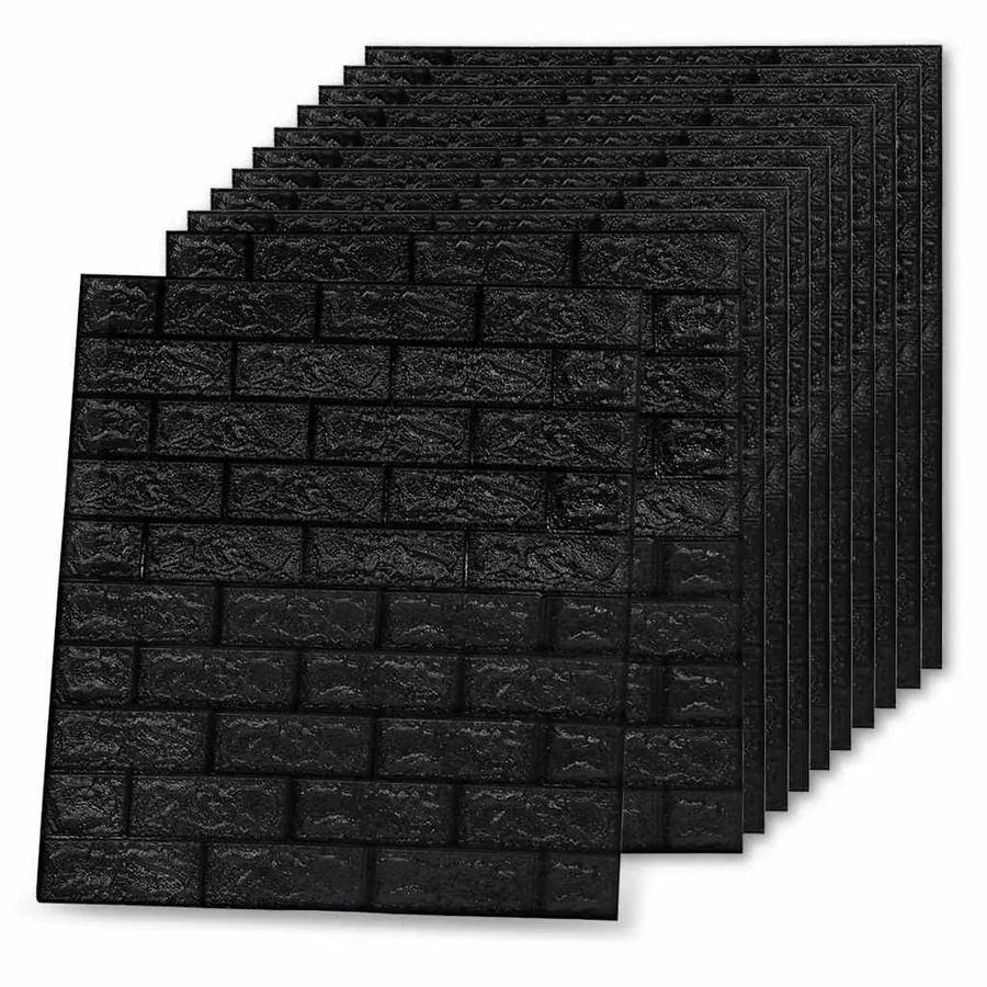 Papier peint 3D autoadhésif Briques 10 pcs Noir - 4