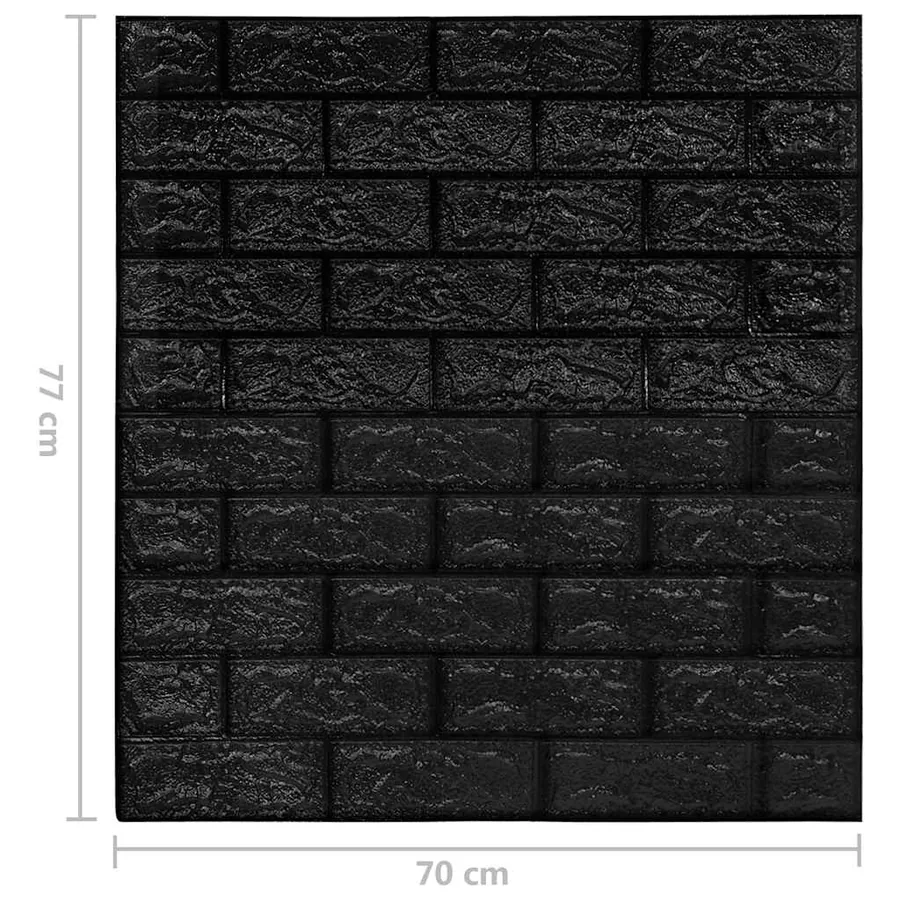 Papier peint 3D autoadhésif Briques 10 pcs Noir - 7
