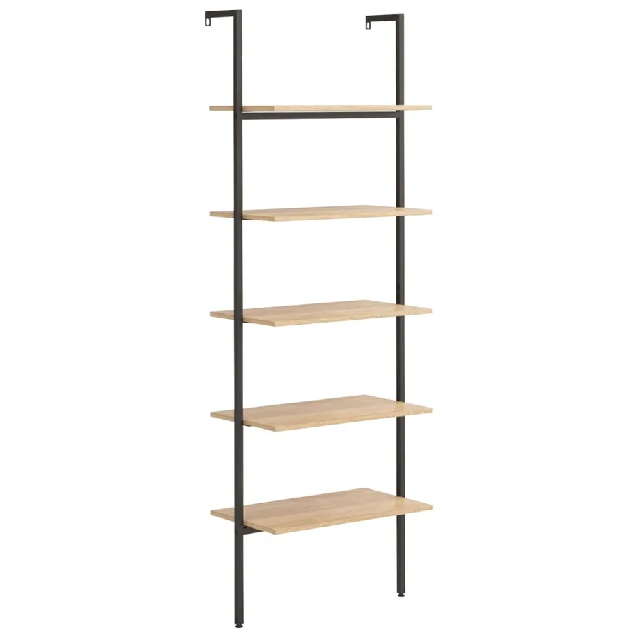 Étagère inclinée à 5 niveaux Marron clair et noir 64x35x185cm - 2