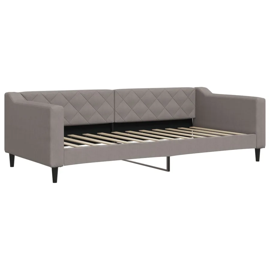 Lit de jour avec gigogne et matelas taupe 90x200 cm tissu - 4