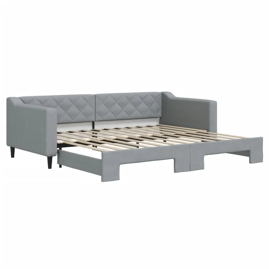 Lit de jour avec gigogne sans matelas gris clair 90x200 cm - 2