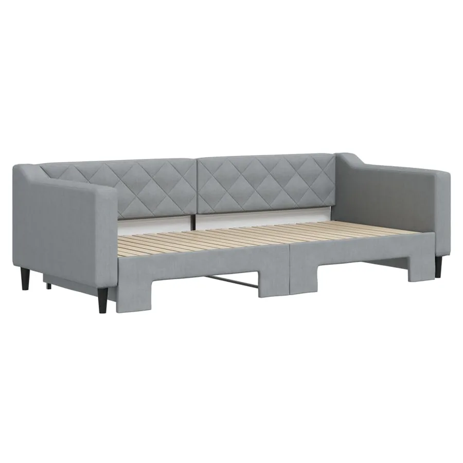 Lit de jour avec gigogne sans matelas gris clair 90x200 cm - 3