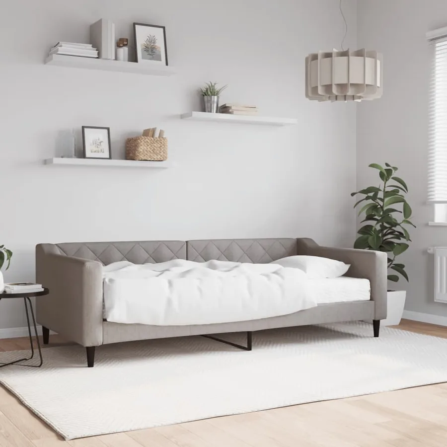 Lit de jour avec matelas taupe 90x200 cm tissu