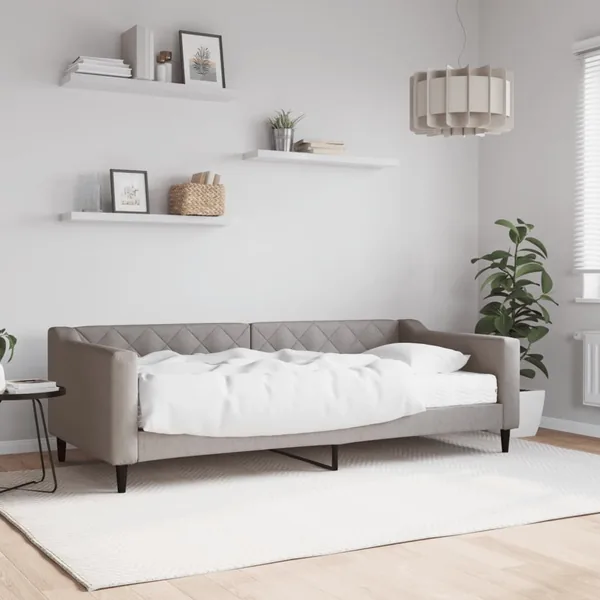 Lit de jour avec matelas taupe 90x200 cm tissu